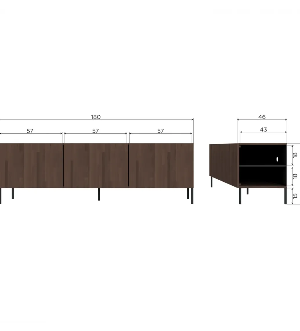 Stolik pod TV BONO 180 cm drewno jesion ciemny brązowy*WOOOD Discount