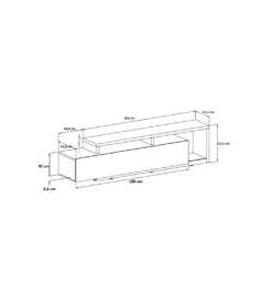 Stolik pod TV BOTA 219 cm czarny*Helvetia New