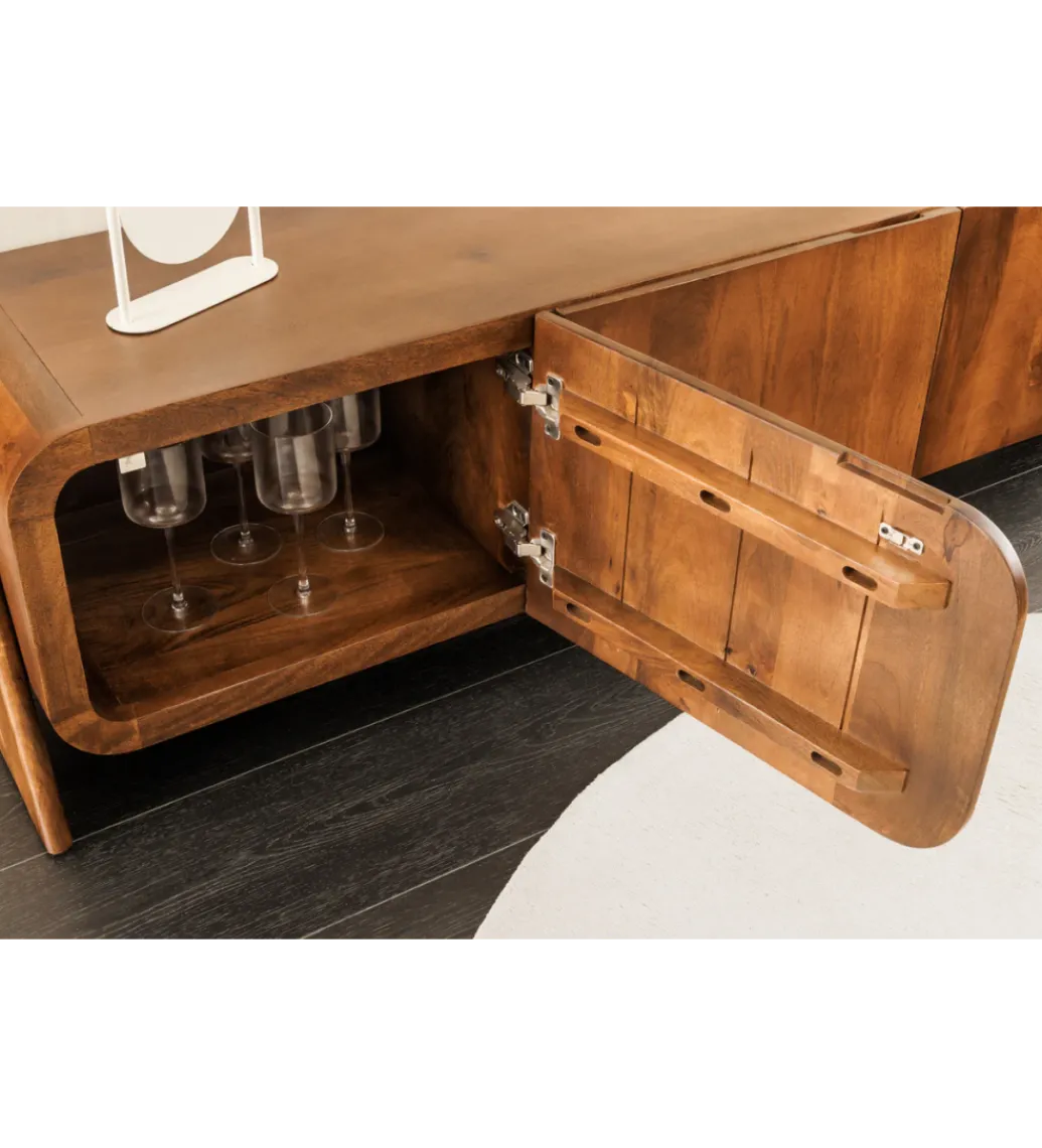 Stolik pod TV BRASIL 160 cm drewno mango brązowy*Invicta Interior
