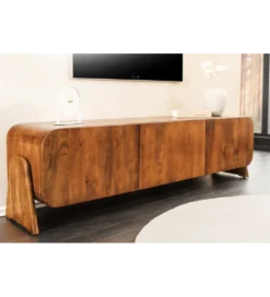 Stolik pod TV BRASIL 160 cm drewno mango brązowy*Invicta Interior