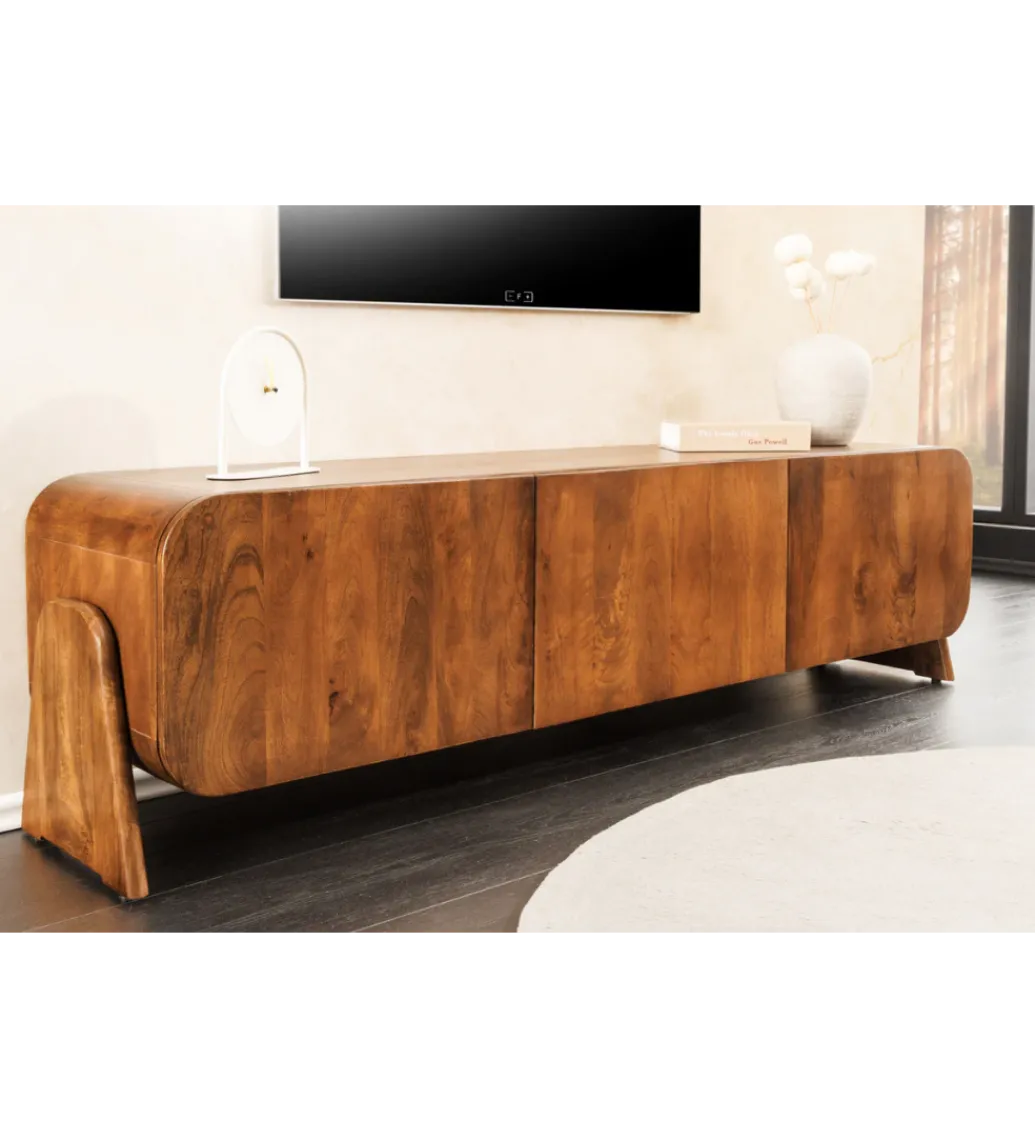Stolik pod TV BRASIL 160 cm drewno mango brązowy*Invicta Interior