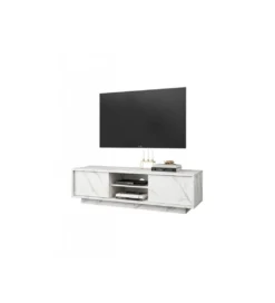 Stolik pod TV CARRARA 139 cm w optyce białego marmuru*MCA Linia Włoska Clearance
