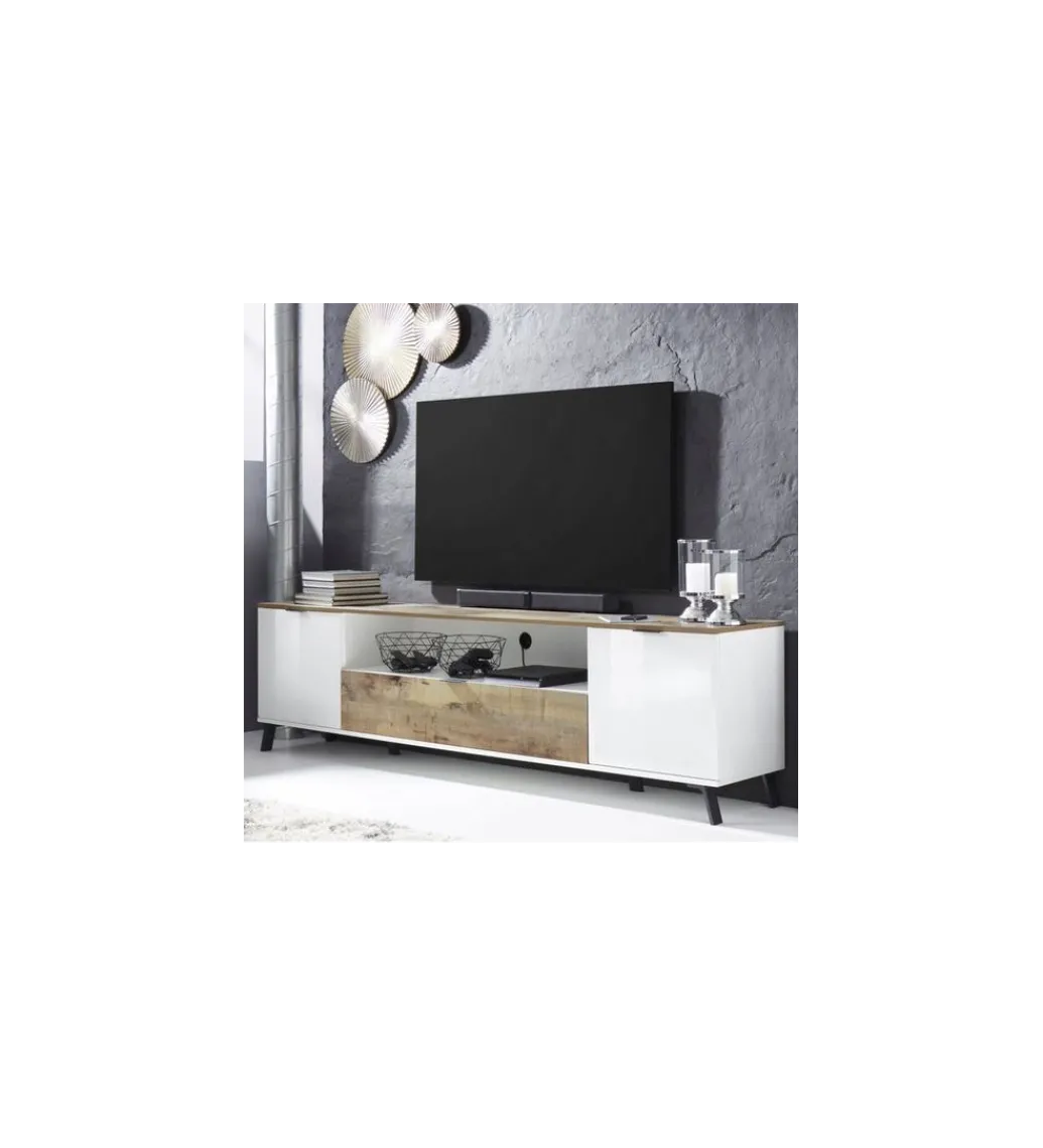 Stolik pod TV CASABLANCA 180 cm biały Z Dodatkiem Klon Pero*MCA Linia Włoska New
