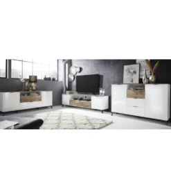 Stolik pod TV CASABLANCA 180 cm biały Z Dodatkiem Klon Pero*MCA Linia Włoska New