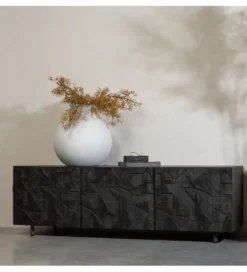 Stolik pod TV COUNTER 160 cm drewno mango czarna*WOOOD New