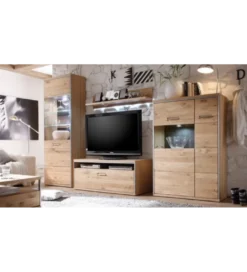 Stolik pod TV ESPERO 124 cm dąb sękaty olejowany w kolorze bianco*MCA Discount