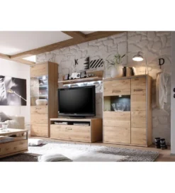 Stolik pod TV ESPERO 124 cm dąb sękaty olejowany w kolorze bianco*MCA Discount