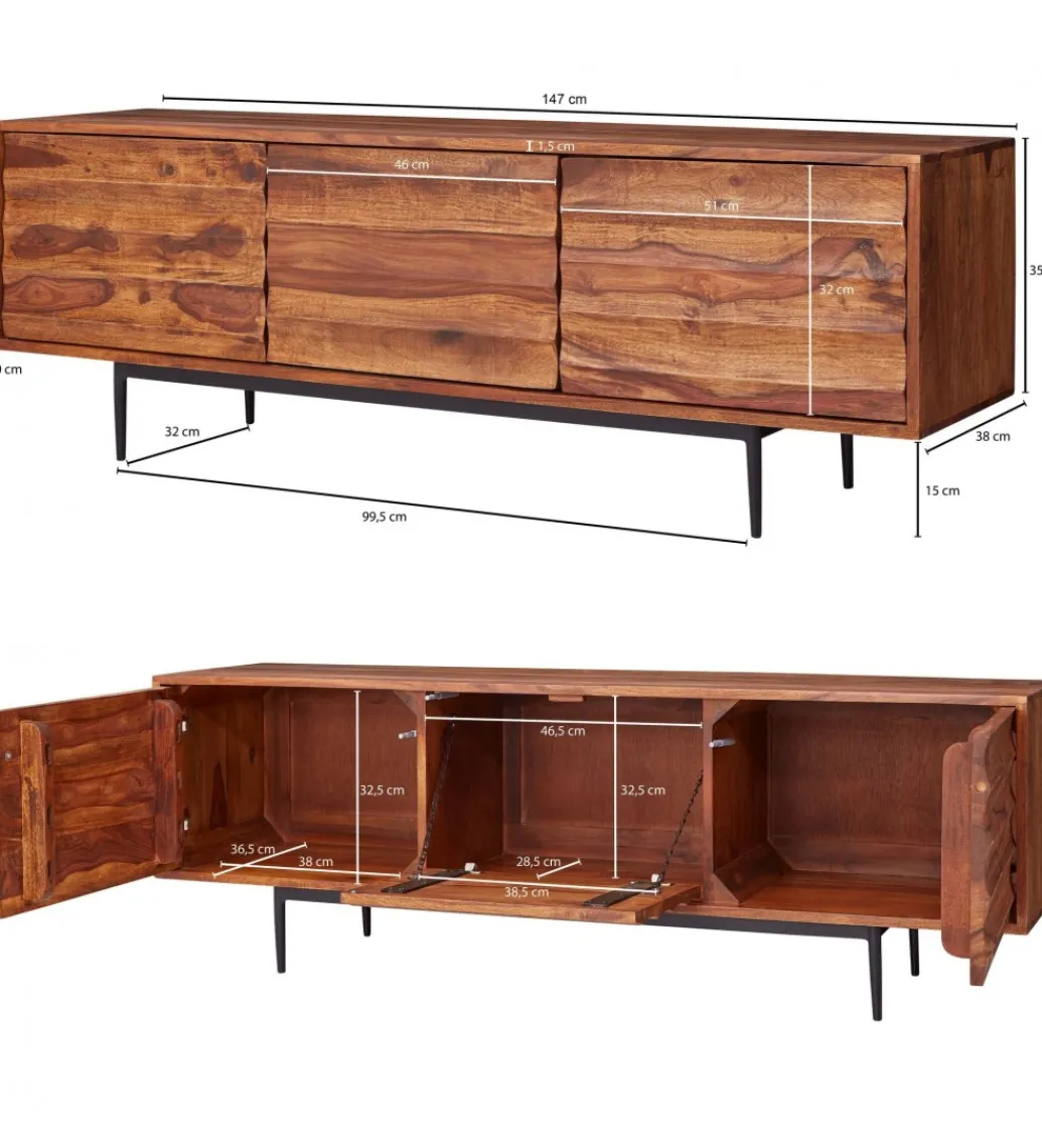 Stolik pod TV ESTELI 147 cm drewno sheesham*WOHNLING, GERMANY Clearance
