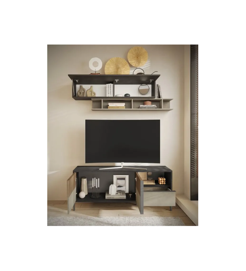 Stolik pod TV EVEREST 156 cm brązowo beżowy*MCA Linia Włoska Best