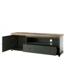Stolik pod TV EVORA 181 cm zielony z dodatkiem koloru dąb Lefkas*Helvetia New