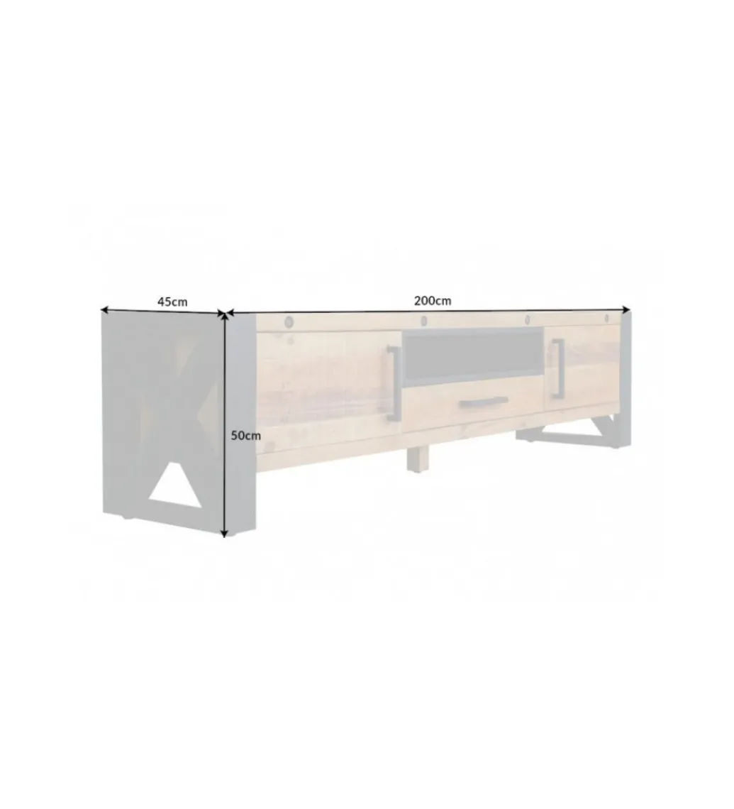 Stolik pod TV FACTORY Thor 200 cm drewno sosna*Invicta Interior Discount