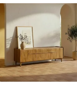 Stolik pod TV GALT 160 cm drewno mango naturalny*Zona-Design Best