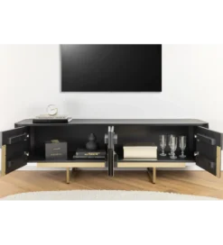Stolik pod TV GATSBY 160 cm drewno mango czarna*Invicta Interior - przedsprzedaż Hot