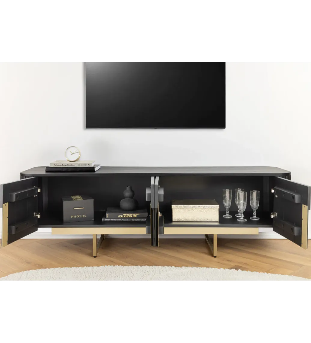 Stolik pod TV GATSBY 160 cm drewno mango czarna*Invicta Interior - przedsprzedaż Hot