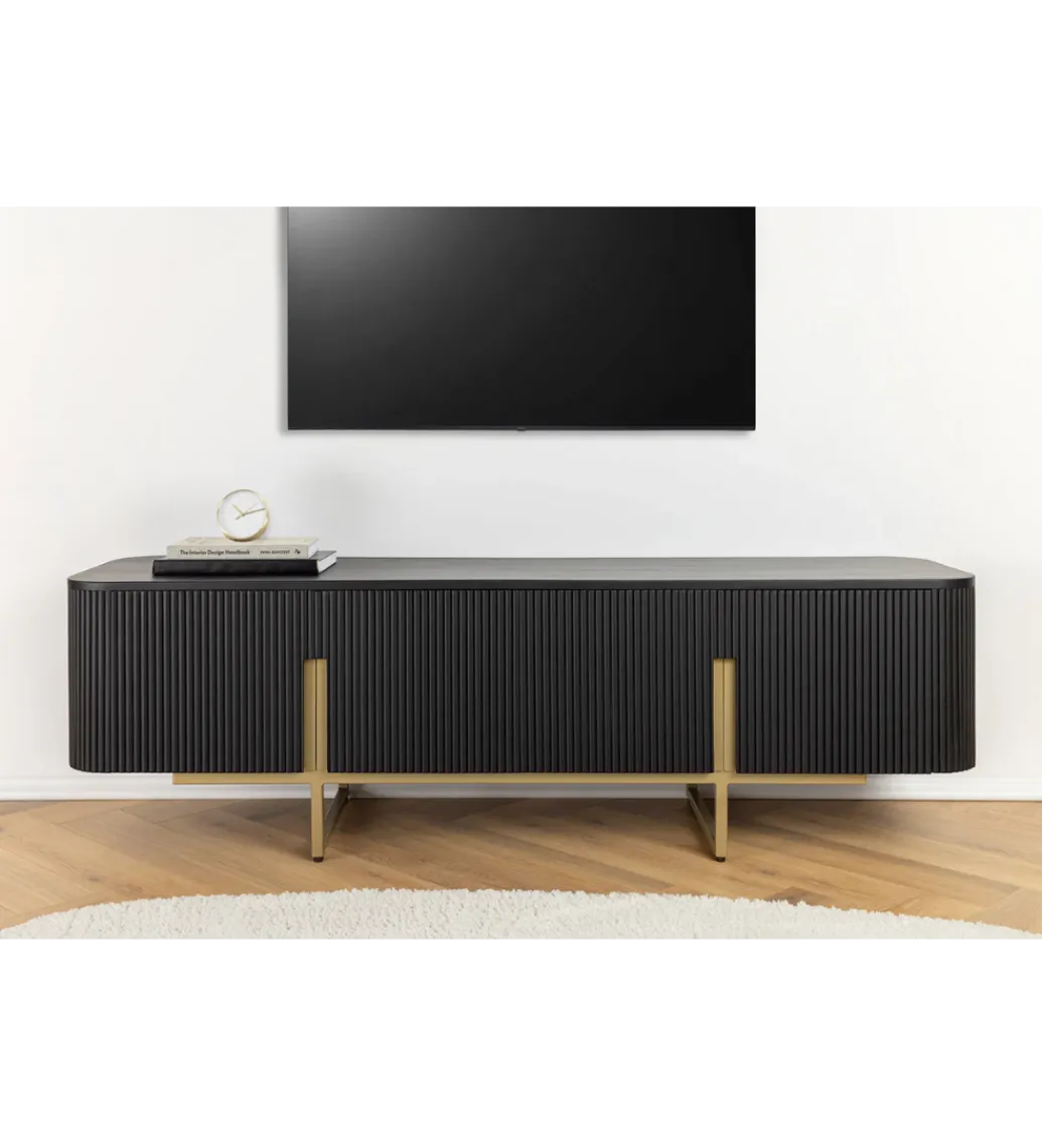 Stolik pod TV GATSBY 160 cm drewno mango czarna*Invicta Interior - przedsprzedaż Hot