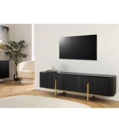 Stolik pod TV GATSBY 160 cm drewno mango czarna*Invicta Interior - przedsprzedaż Hot
