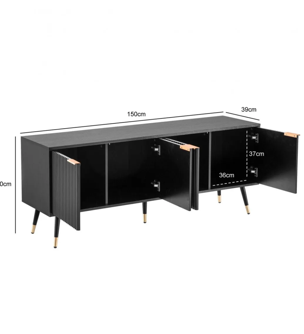 Stolik pod TV GLIMER 150 cm czarny*WOHNLING, GERMANY Clearance