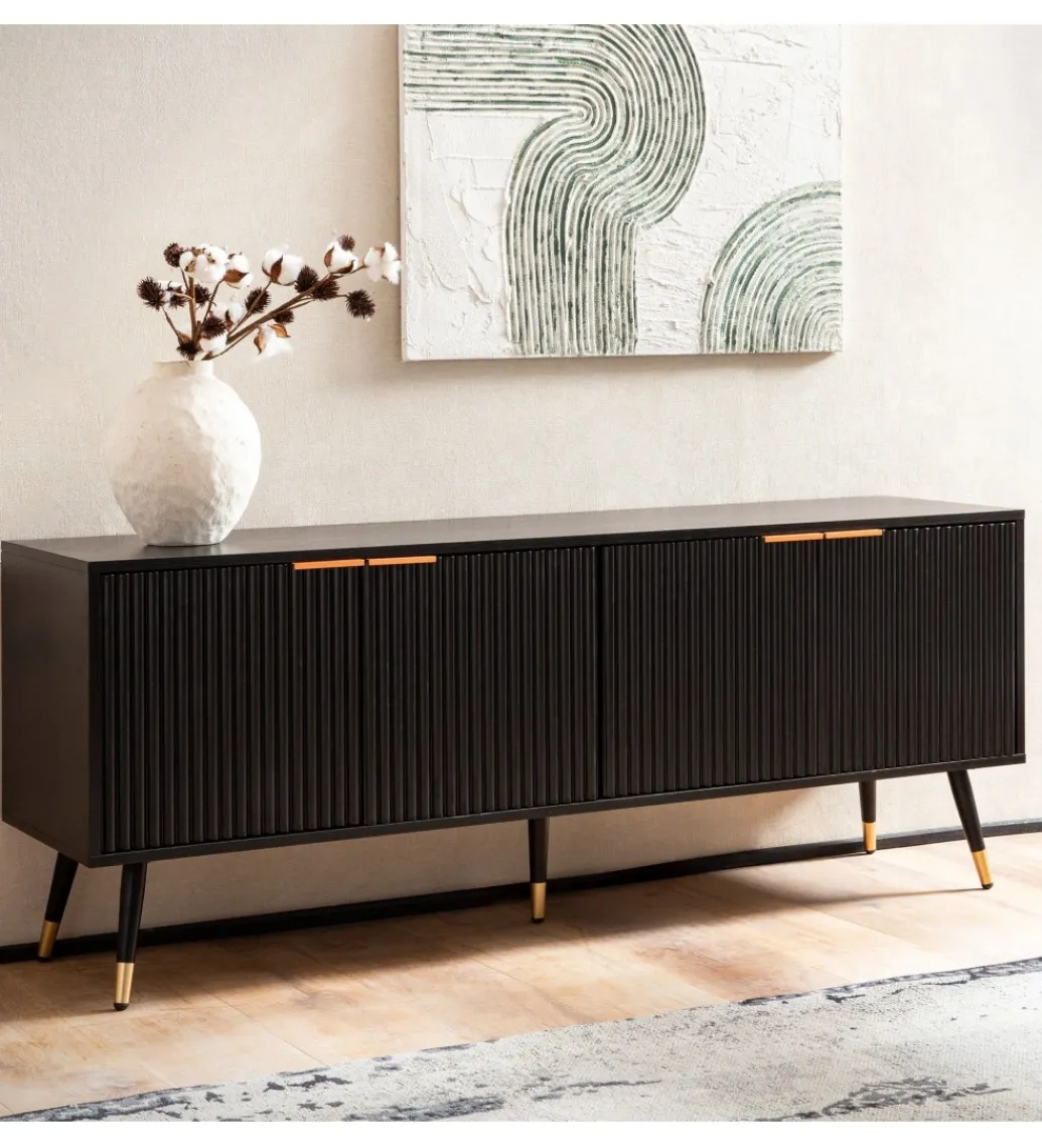 Stolik pod TV GLIMER 150 cm czarny*WOHNLING, GERMANY Clearance
