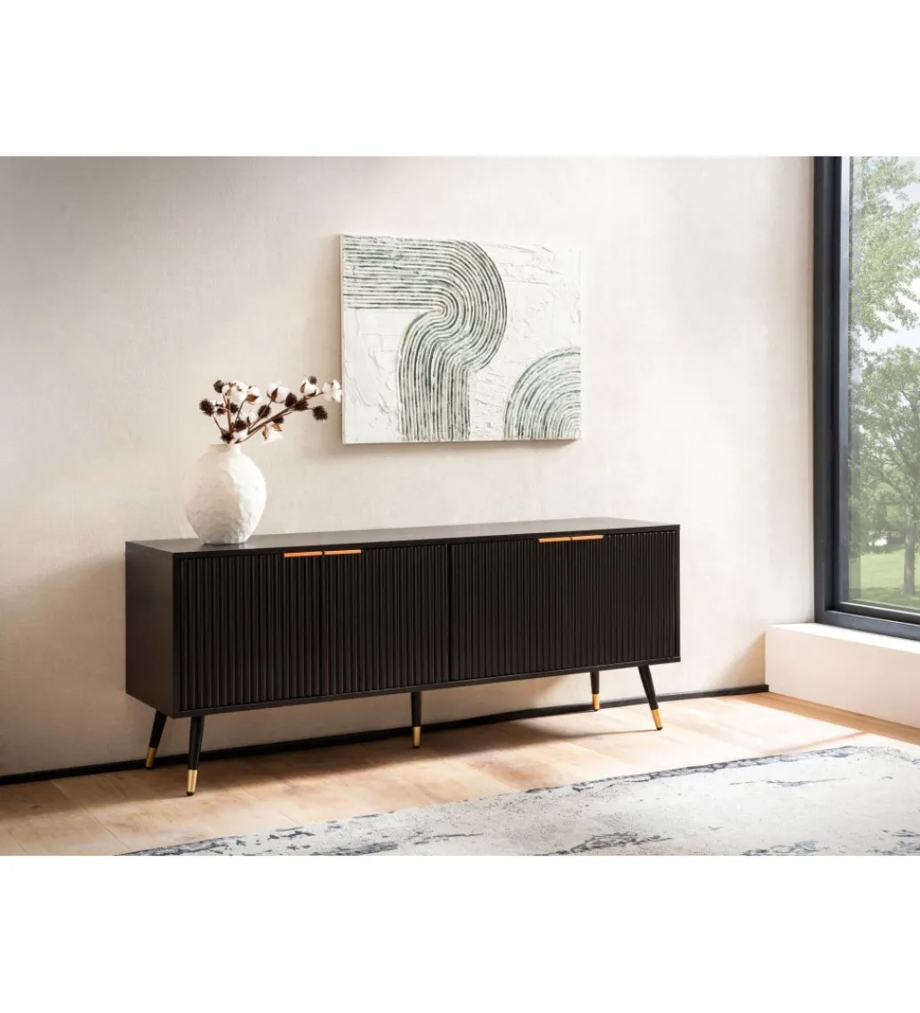 Stolik pod TV GLIMER 150 cm czarny*WOHNLING, GERMANY Clearance
