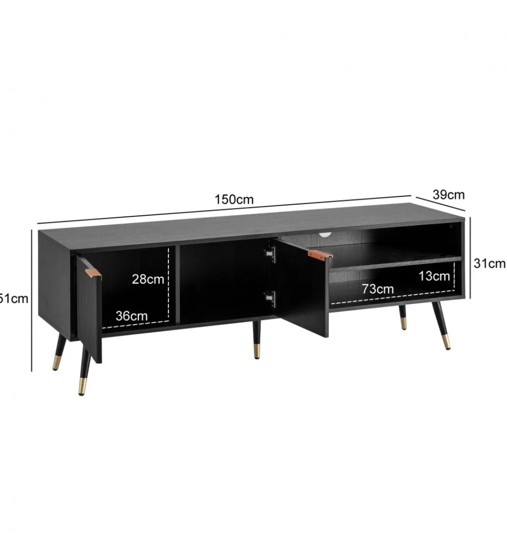 Stolik pod TV GLIMER II 150 cm czarny*WOHNLING, GERMANY