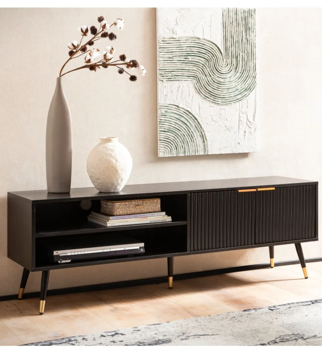 Stolik pod TV GLIMER II 150 cm czarny*WOHNLING, GERMANY