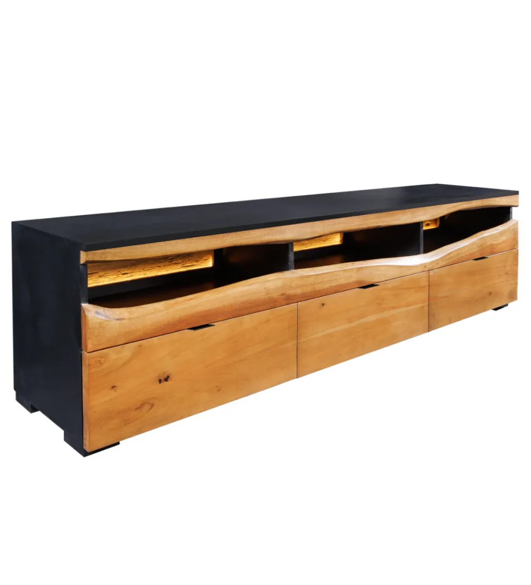 Stolik pod TV GRAND ACACIA 180 cm drewno akcja LED*Invicta Interior - przedsprzedaż Hot