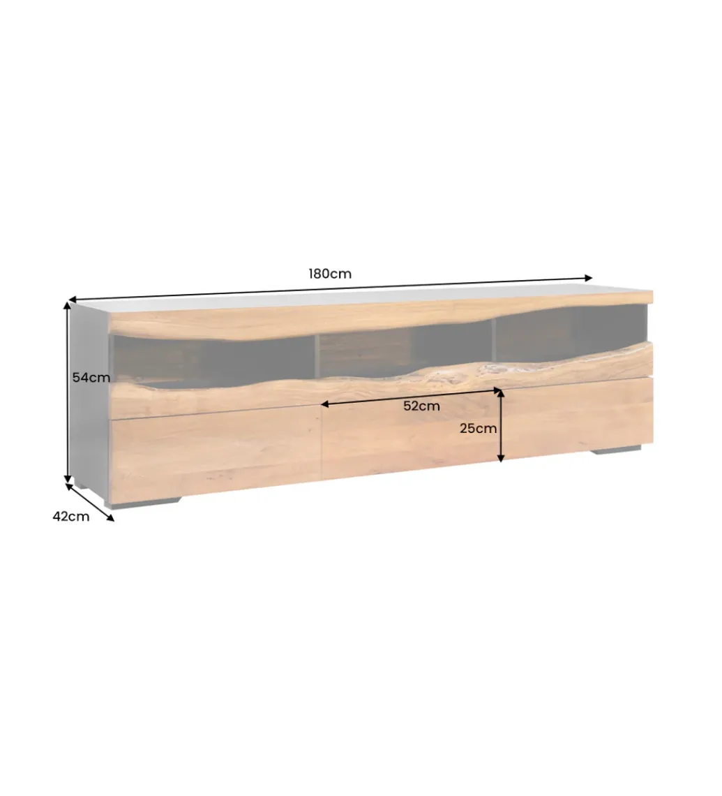 Stolik pod TV GRAND ACACIA 180 cm drewno akcja LED*Invicta Interior - przedsprzedaż Hot