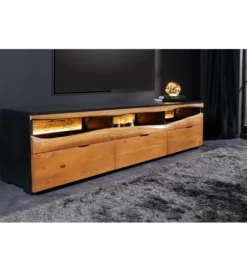 Stolik pod TV GRAND ACACIA 180 cm drewno akcja LED*Invicta Interior - przedsprzedaż Hot