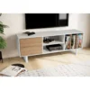 Stolik pod TV GRASSE 150 cm biały z dodatkiem koloru dębowego*WOHNLING, GERMANY Outlet