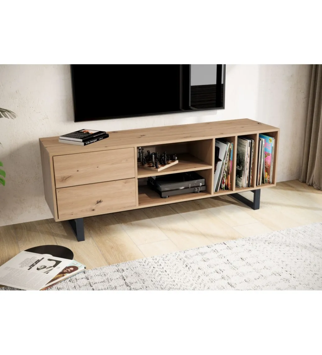 Stolik pod TV GRASSE 150 cm w optyce dębu*WOHNLING, GERMANY Discount