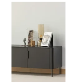 Stolik pod TV GUNNAR 154 cm drewno sosny czarny mat*WOOOD Outlet
