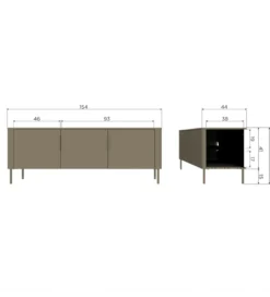 Stolik pod TV GUNNAR 154 cm drewno sosny czarny mat*WOOOD Outlet