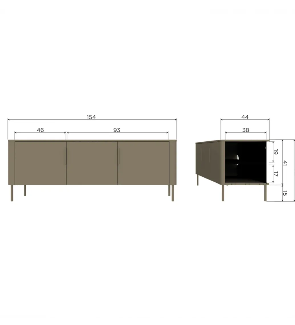 Stolik pod TV GUNNAR 154 cm drewno sosny czarny mat*WOOOD Outlet