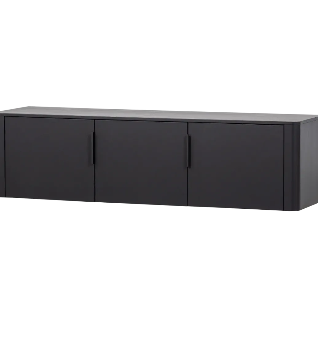 Stolik pod TV GUNNAR 154 cm drewno sosny czarny mat*WOOOD Outlet
