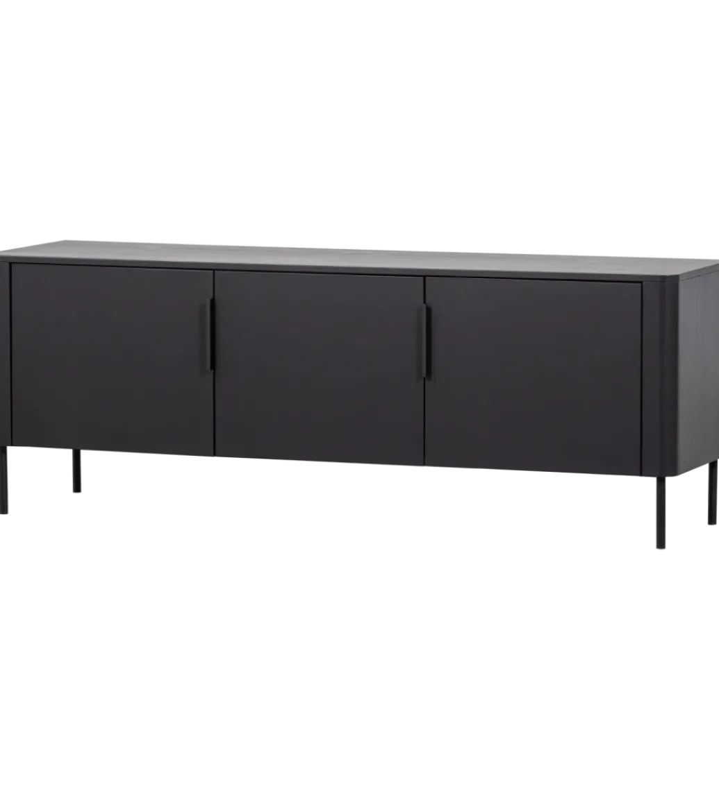 Stolik pod TV GUNNAR 154 cm drewno sosny czarny mat*WOOOD Outlet