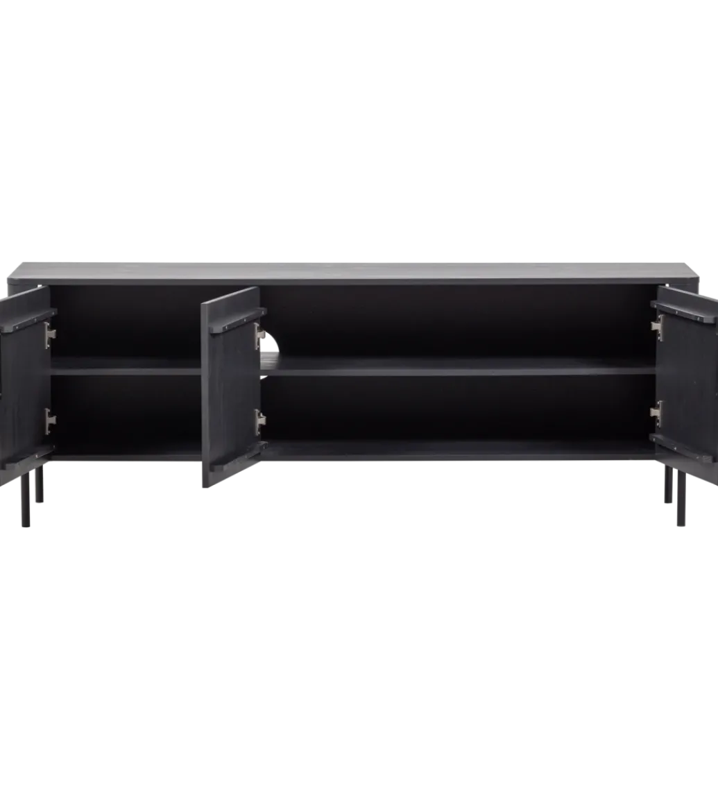 Stolik pod TV GUNNAR 154 cm drewno sosny czarny mat*WOOOD Outlet