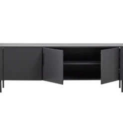 Stolik pod TV GUNNAR 154 cm drewno sosny czarny mat*WOOOD Outlet