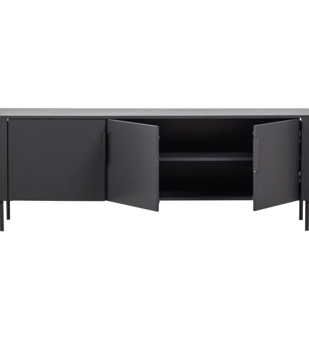 Stolik pod TV GUNNAR 154 cm drewno sosny czarny mat*WOOOD Outlet