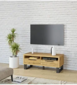 Stolik pod Tv Halle 124 cm w optyce dąb wotan*Helvetia Outlet