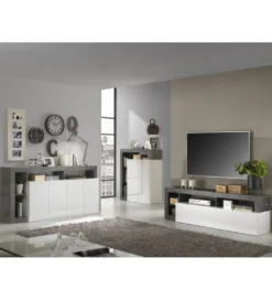 Stolik pod TV HAMBURG 184 cm biała z dodatkiem koloru antracytowego*MCA Linia Włoska Hot