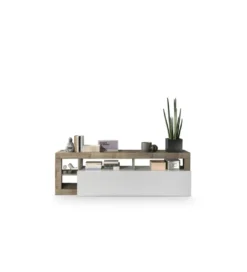 Stolik pod TV HAMBURG 184 cm biały z dodatkiem klon Pero*MCA Linia Włoska Discount