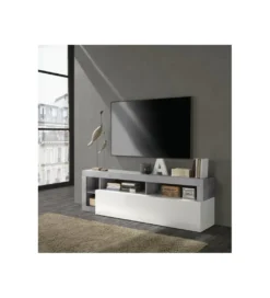 Stolik pod TV HAMBURG 184 cm biały z dodatkiem koloru szarego*MCA Linia Włoska New