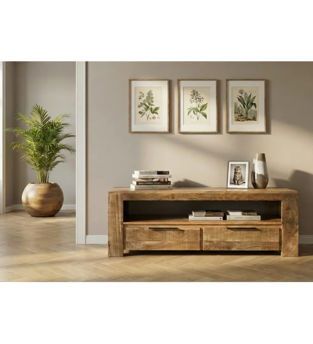 Stolik pod TV Iron Craft 130 cm drewno mango*Invicta Interior Clearance