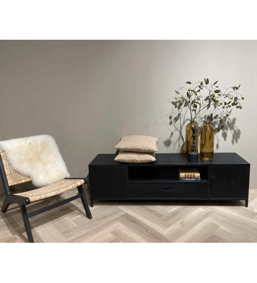 Stolik pod TV KALA 180 cm drewno mango czarna*LF-Design