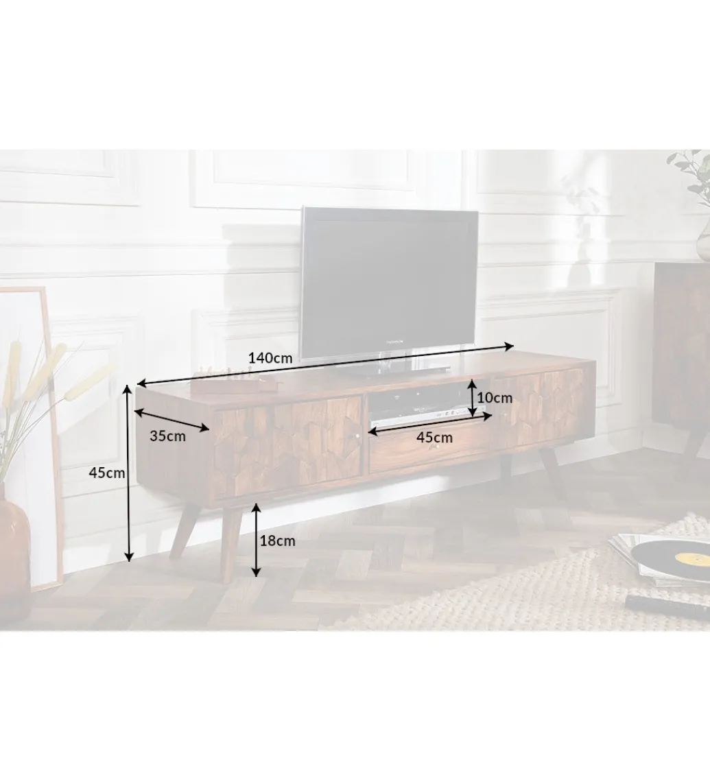 Stolik pod TV Komodo Mystic Living 140 cm drewno sheesham*Invicta Interior - przedsprzedaż Clearance