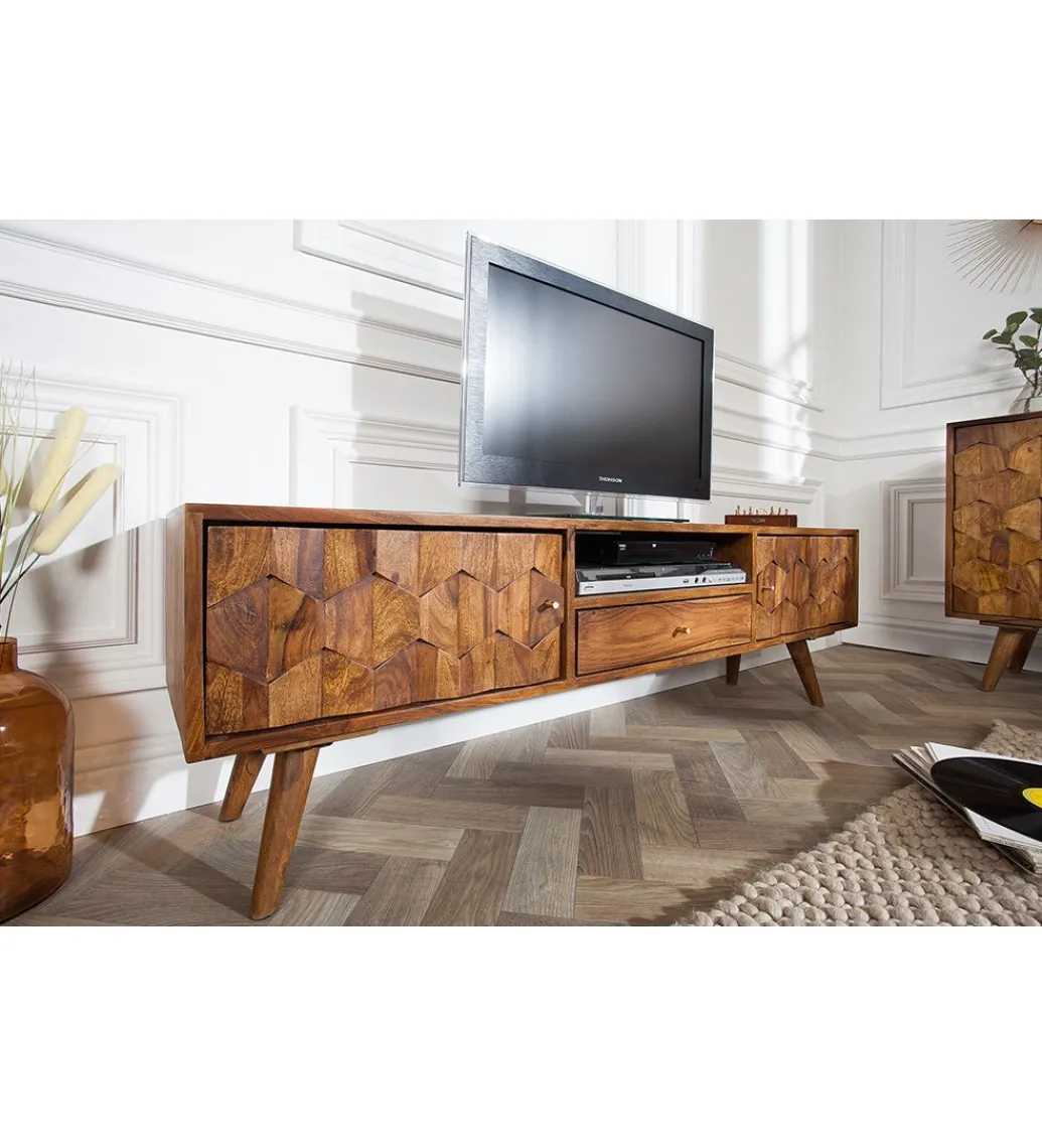 Stolik pod TV Komodo Mystic Living 140 cm drewno sheesham*Invicta Interior - przedsprzedaż Clearance