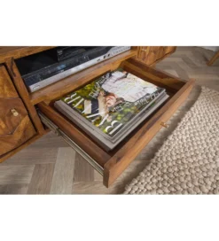 Stolik pod TV Komodo Mystic Living 140 cm drewno sheesham*Invicta Interior - przedsprzedaż Clearance