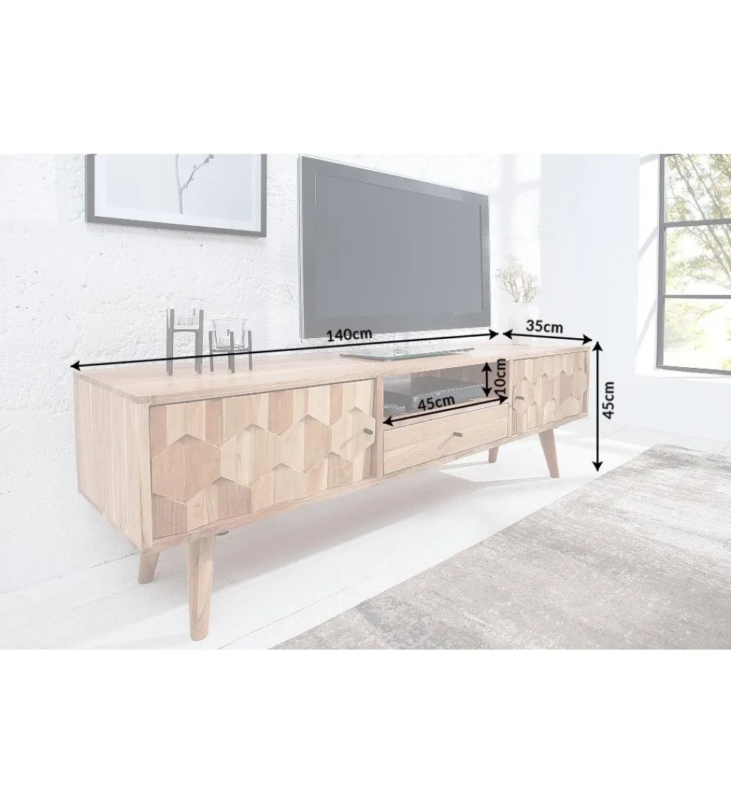 Stolik pod TV Komodo Mystic Living 140 cm drewno akacja*Invicta Interior Hot