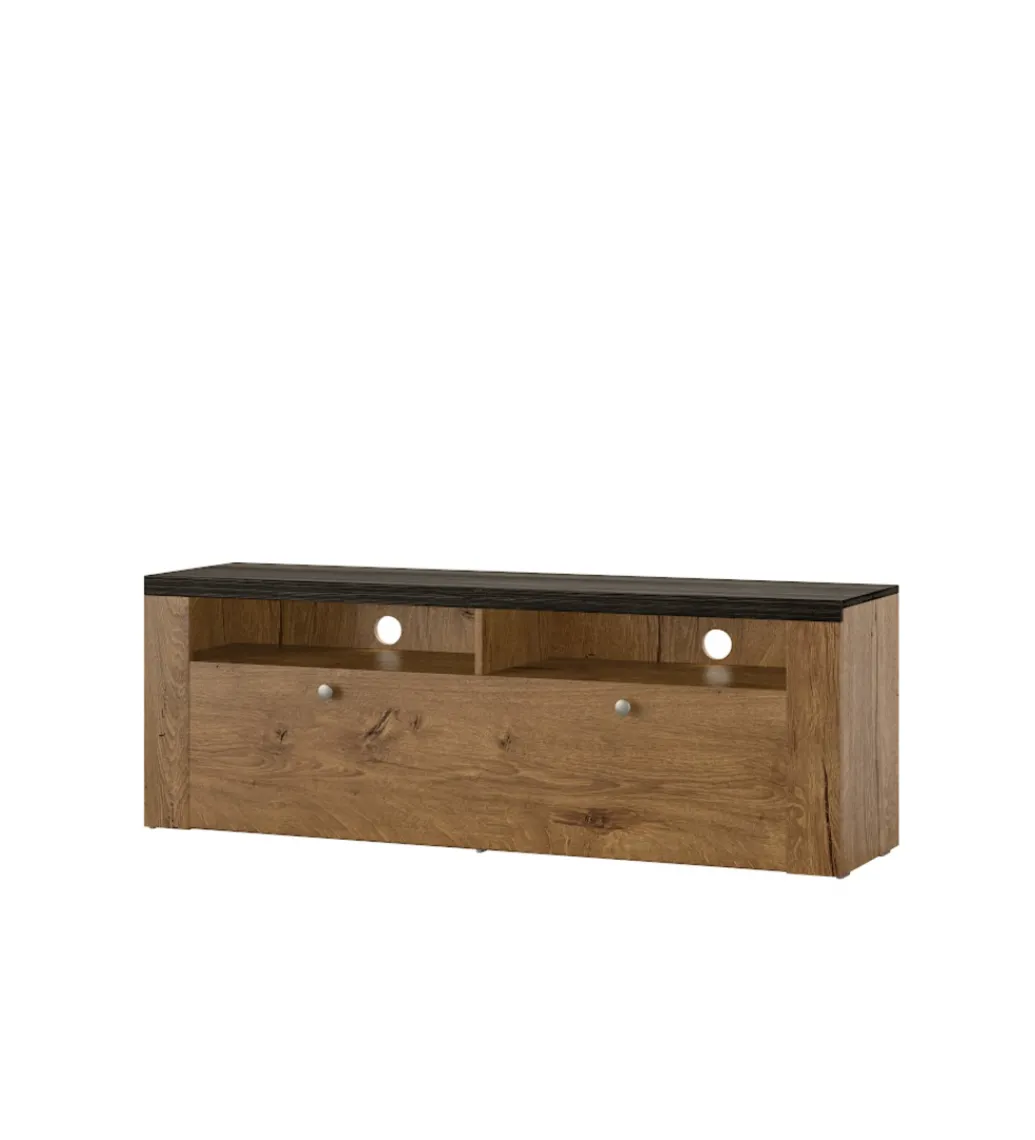 Stolik pod TV LARONA 140 cm o wybarwieniu dąb lefkas z kolorem touchwood*Helvetia