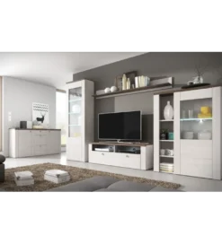 Stolik pod TV LARONA 140 cm o wybarwieniu Sonoma Trufel z kolorem Sibiu Larche*Helvetia Outlet